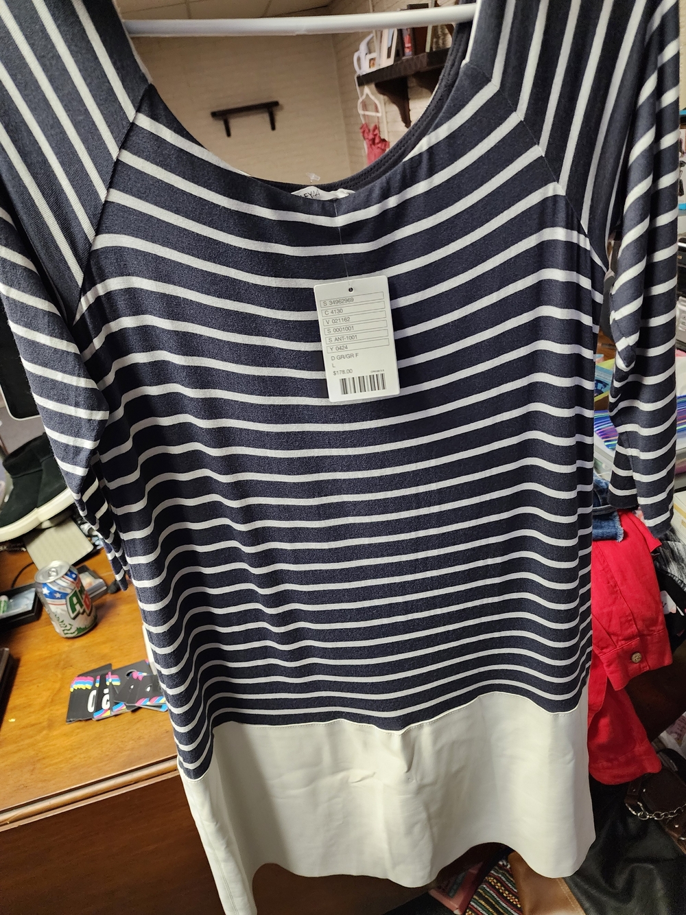 Bailey 44 NWT Striped Navy and White Contrast Vegan Leather Skirt.